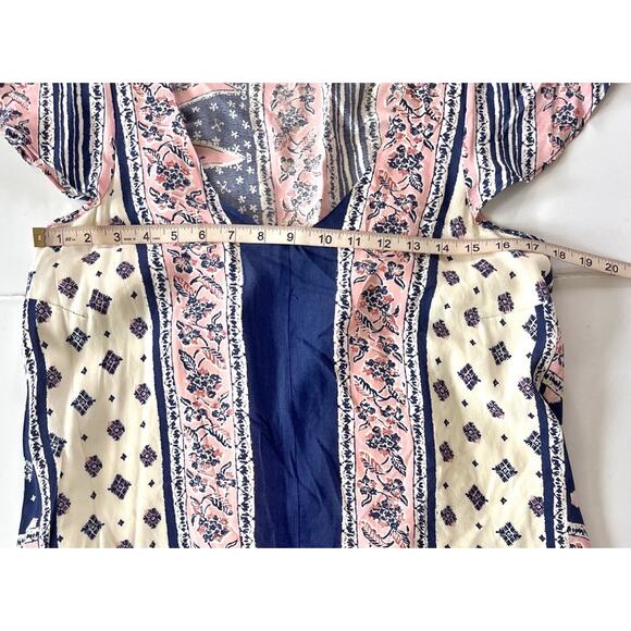 Anthropologie Maeve Dress M Blue Pink Floral Boho Flare Midi High Low Swing - Picture 4 of 8
